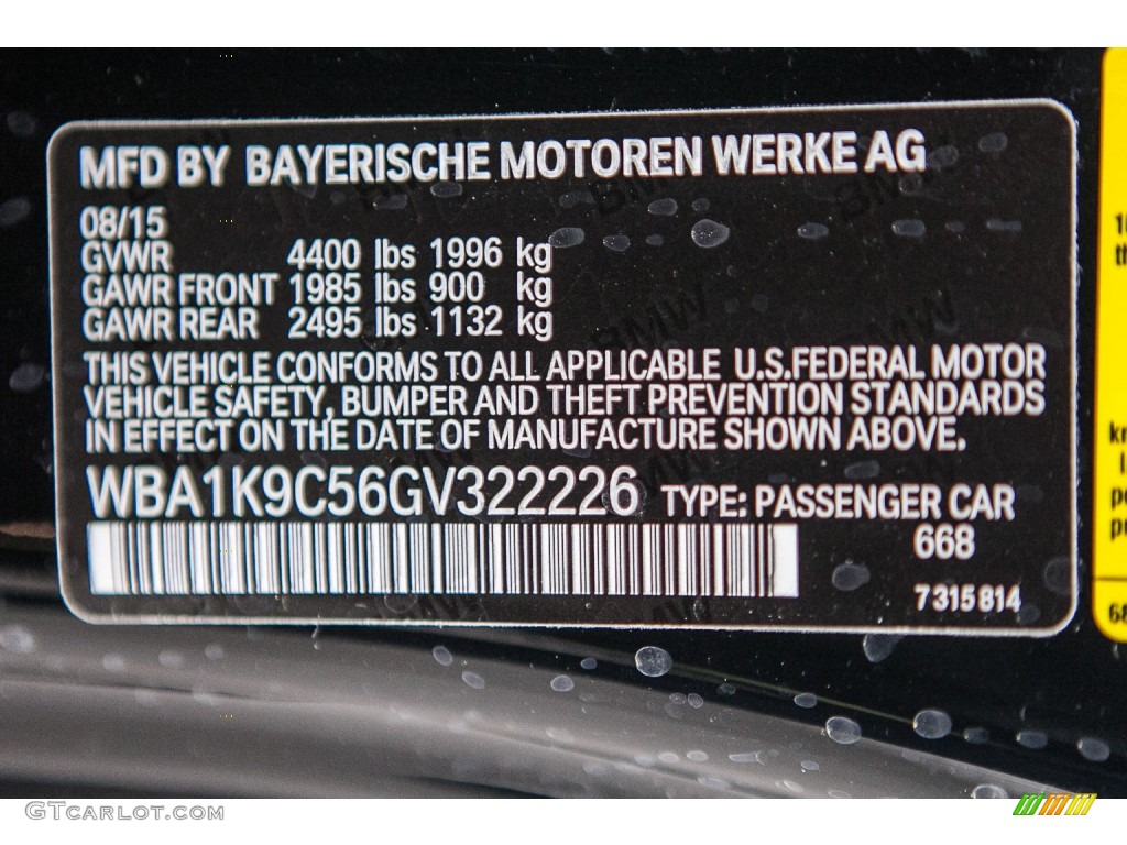 2016 BMW 2 Series 228i Convertible Color Code Photos