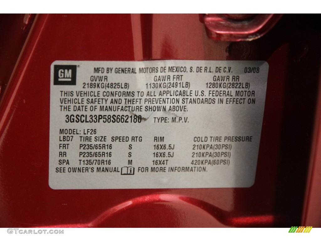 2008 VUE XE - Ruby Red / Tan photo #21