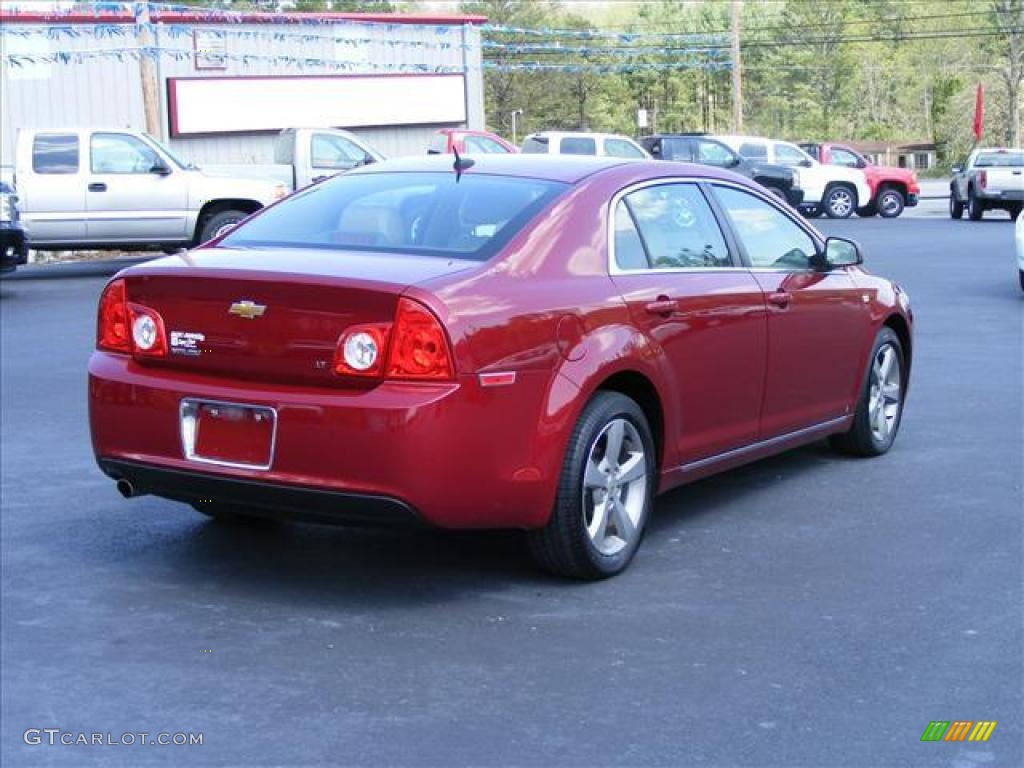 2008 Malibu LT Sedan - Red Jewel Tint Coat / Cocoa/Cashmere Beige photo #4