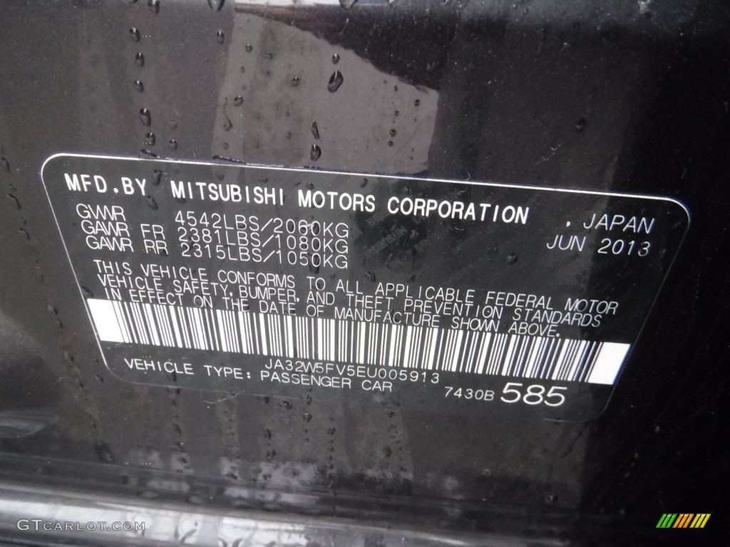 2014 Lancer Evolution MR - Phantom Black Pearl / Black photo #44