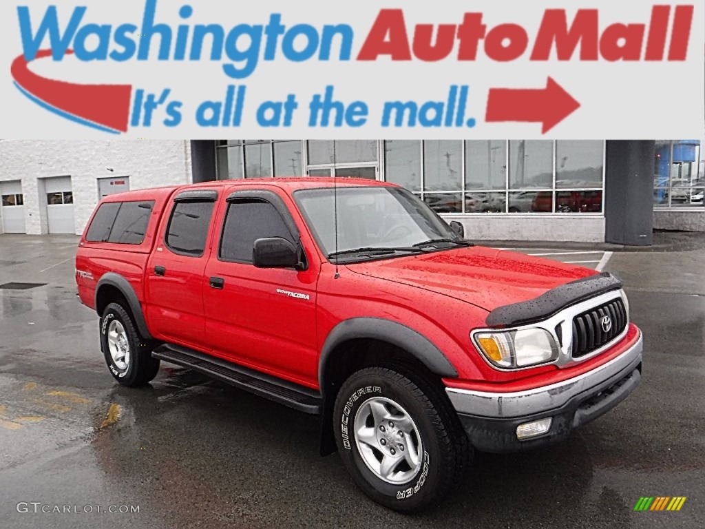 2001 Tacoma V6 TRD Double Cab 4x4 - Radiant Red / Oak Beige photo #1