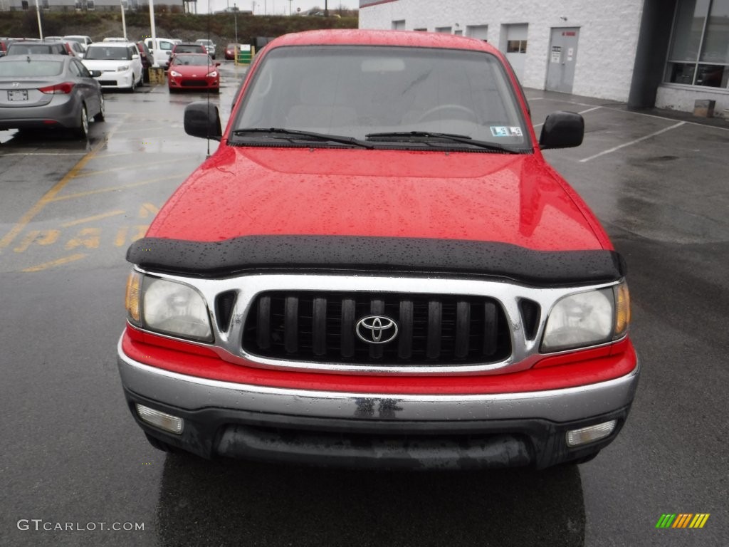 2001 Tacoma V6 TRD Double Cab 4x4 - Radiant Red / Oak Beige photo #4