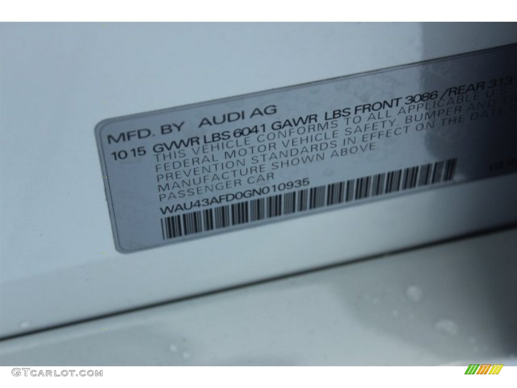 2016 A8 L 4.0T quattro - Glacier White Metallic / Black photo #55