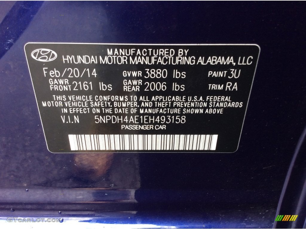2014 Elantra SE Sedan - Blue / Gray photo #30