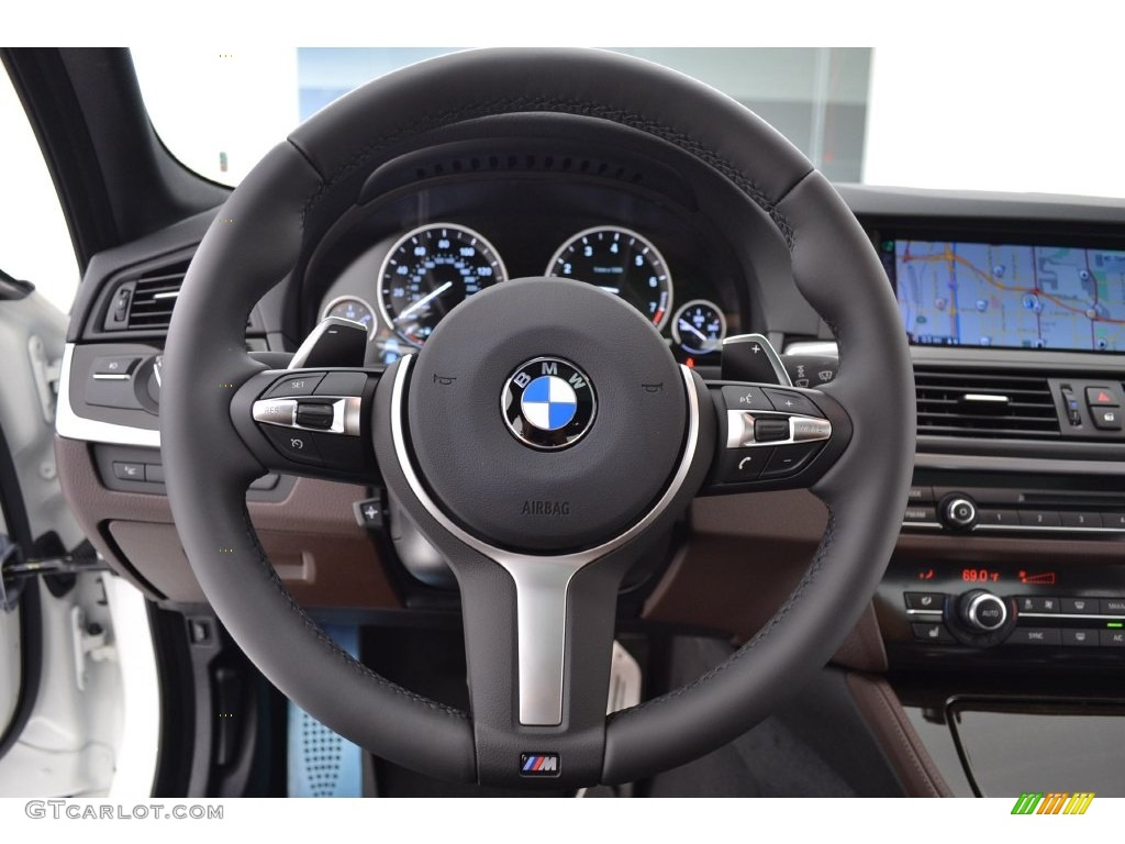 2016 BMW 5 Series 535i Sedan Mocha Steering Wheel Photo #109522899