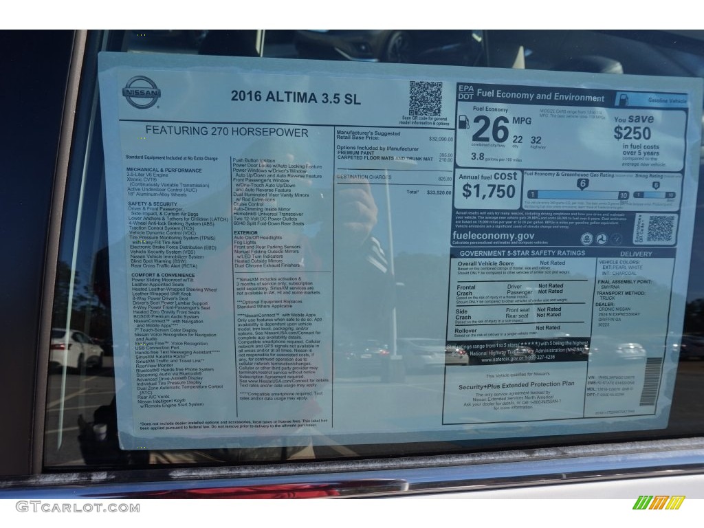 2016 Nissan Altima 3.5 SL Window Sticker Photos