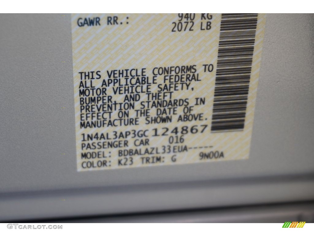 2016 Nissan Altima 2.5 Color Code Photos