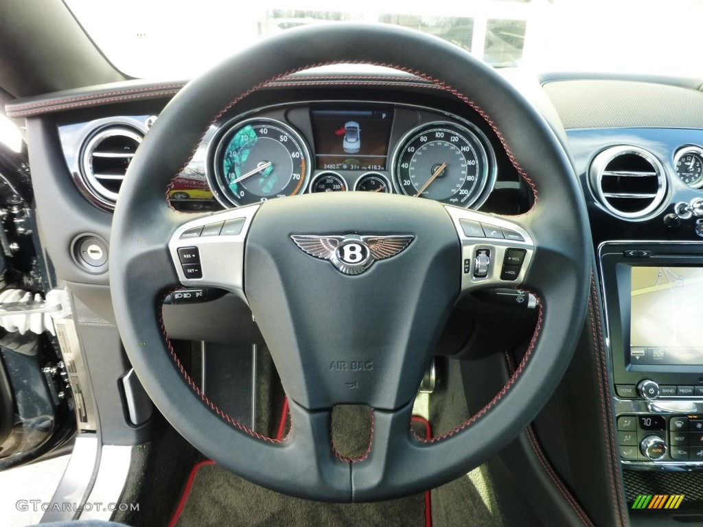 2015 Bentley Continental GT V8 S Convertible Beluga Steering Wheel Photo #109540509