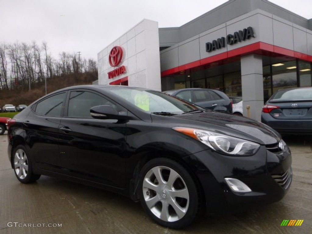 2012 Elantra Limited - Black Noir Pearl / Beige photo #1