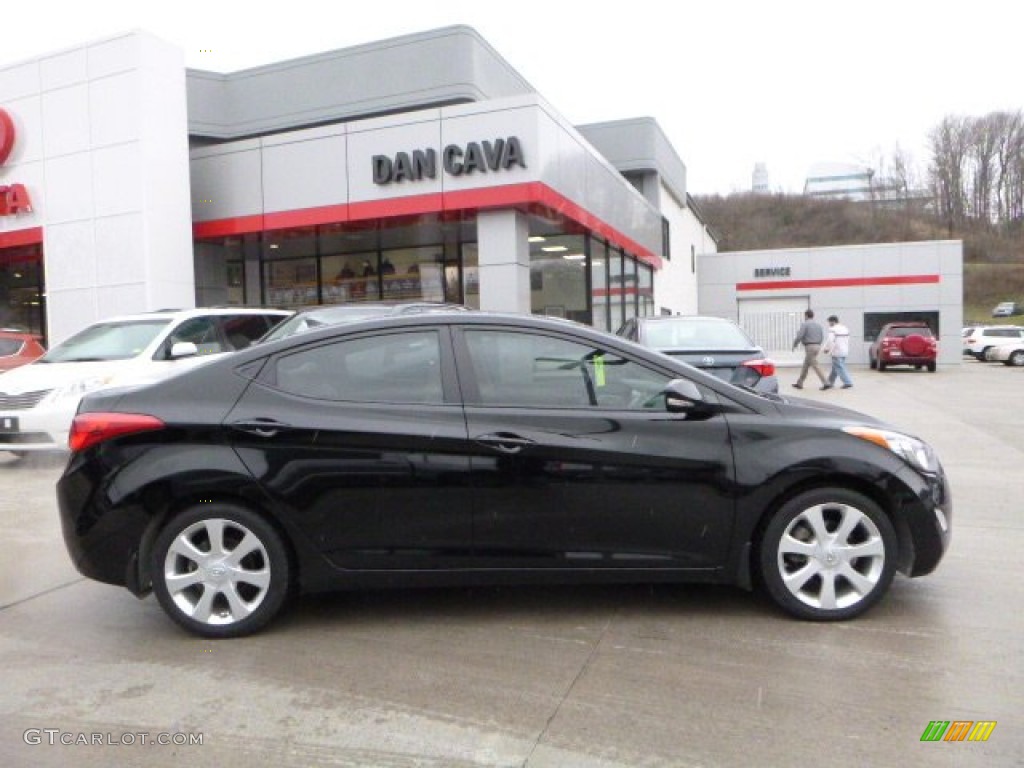 2012 Elantra Limited - Black Noir Pearl / Beige photo #3