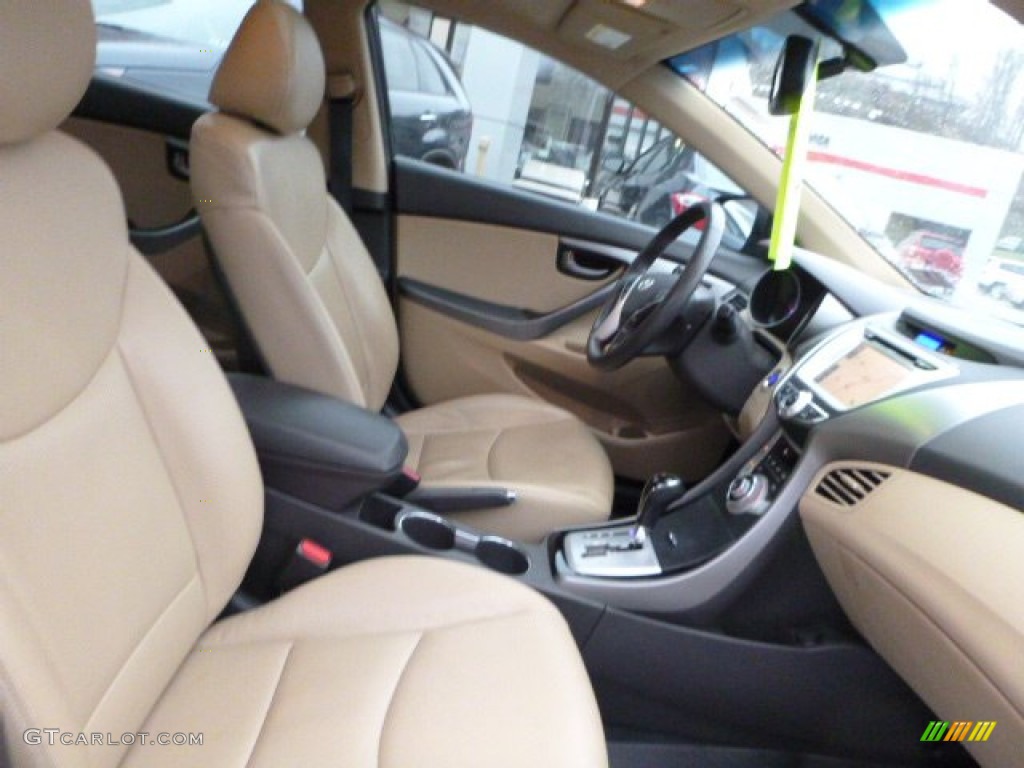 2012 Elantra Limited - Black Noir Pearl / Beige photo #4