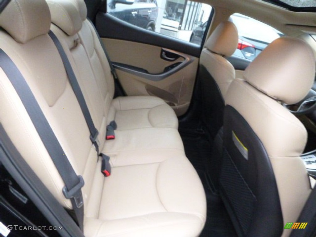 2012 Elantra Limited - Black Noir Pearl / Beige photo #6