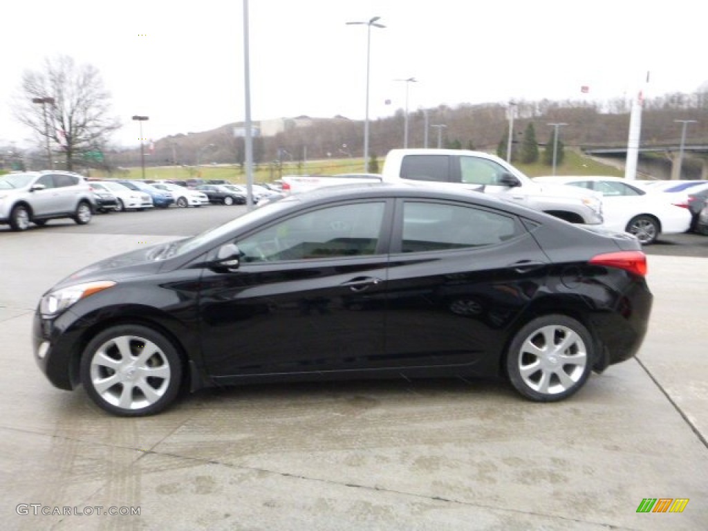 2012 Elantra Limited - Black Noir Pearl / Beige photo #10