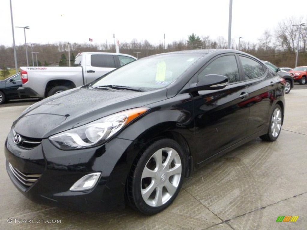 2012 Elantra Limited - Black Noir Pearl / Beige photo #11