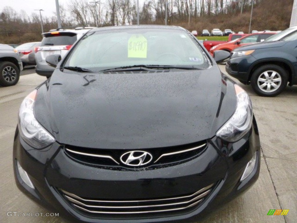2012 Elantra Limited - Black Noir Pearl / Beige photo #12