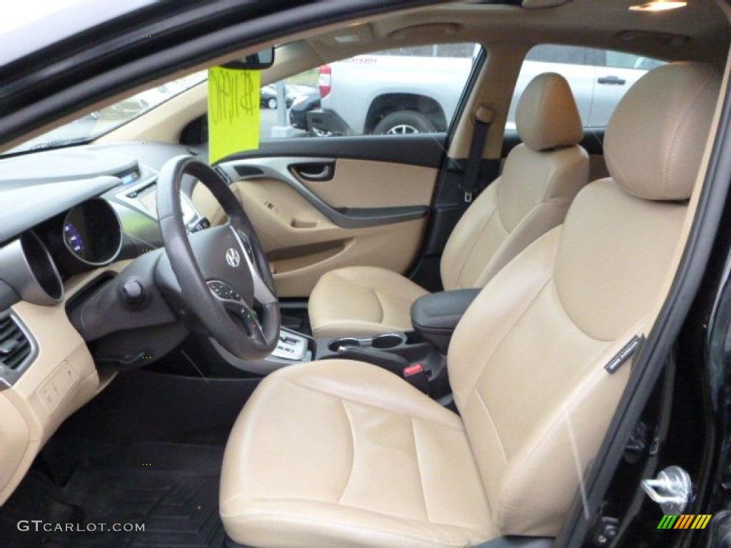 2012 Elantra Limited - Black Noir Pearl / Beige photo #14