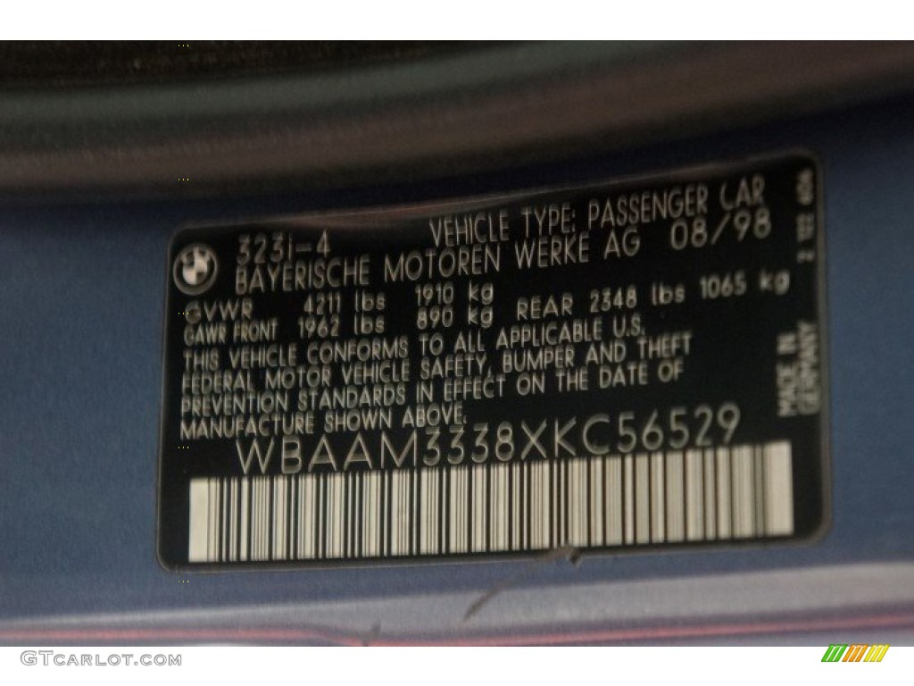 1999 3 Series 323i Sedan - Steel Blue Metallic / Grey photo #13
