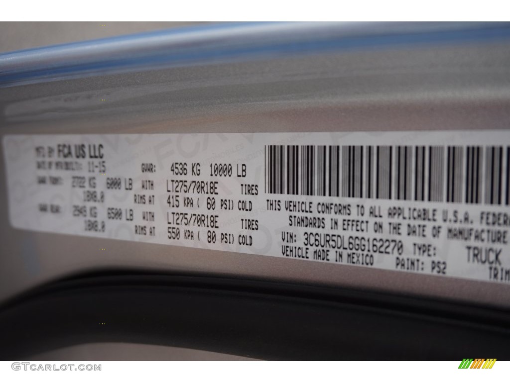 2016 2500 Color Code PS2 for Bright Silver Metallic Photo #109589336