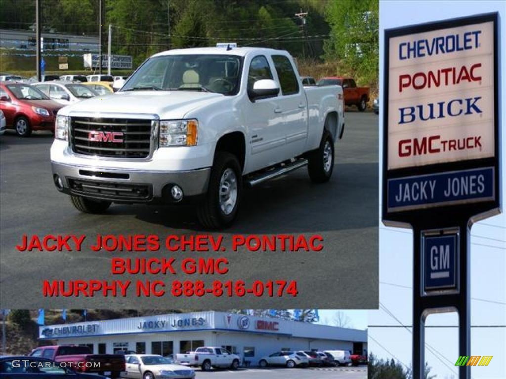 2008 Sierra 2500HD SLT Crew Cab 4x4 - Summit White / Very Dark Cashmere/Light Cashmere photo #1