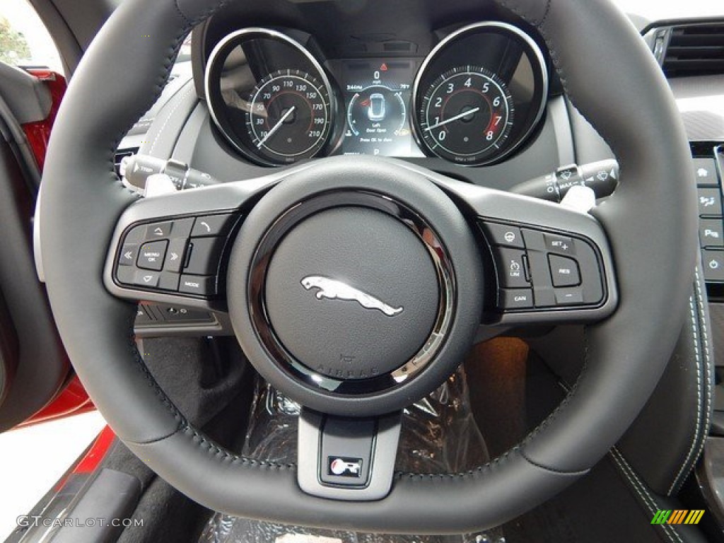 2016 Jaguar F-TYPE R Coupe Jet/Ivory Duotone Steering Wheel Photo #109593089