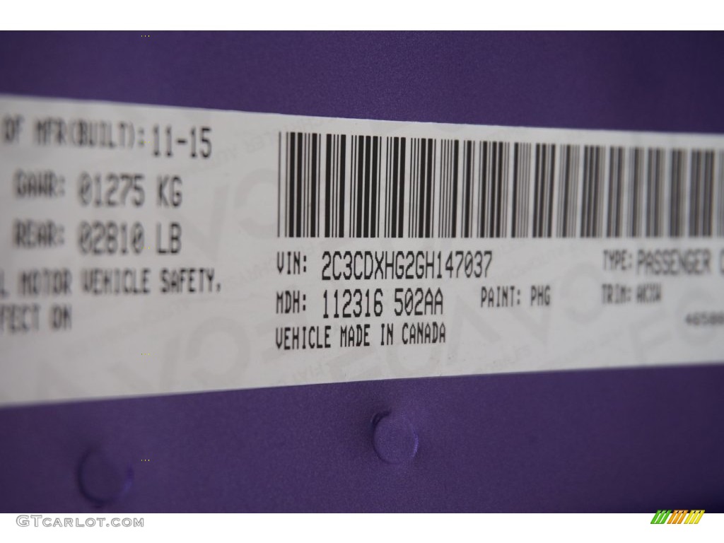 2016 Charger Color Code PHG for Plum Crazy Pearl Photo #109596656
