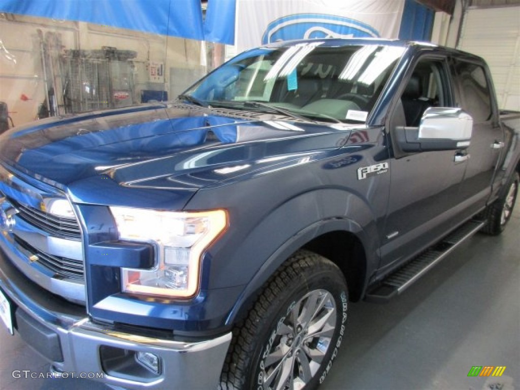 2016 F150 Lariat SuperCrew 4x4 - Blue Jeans / Black photo #3