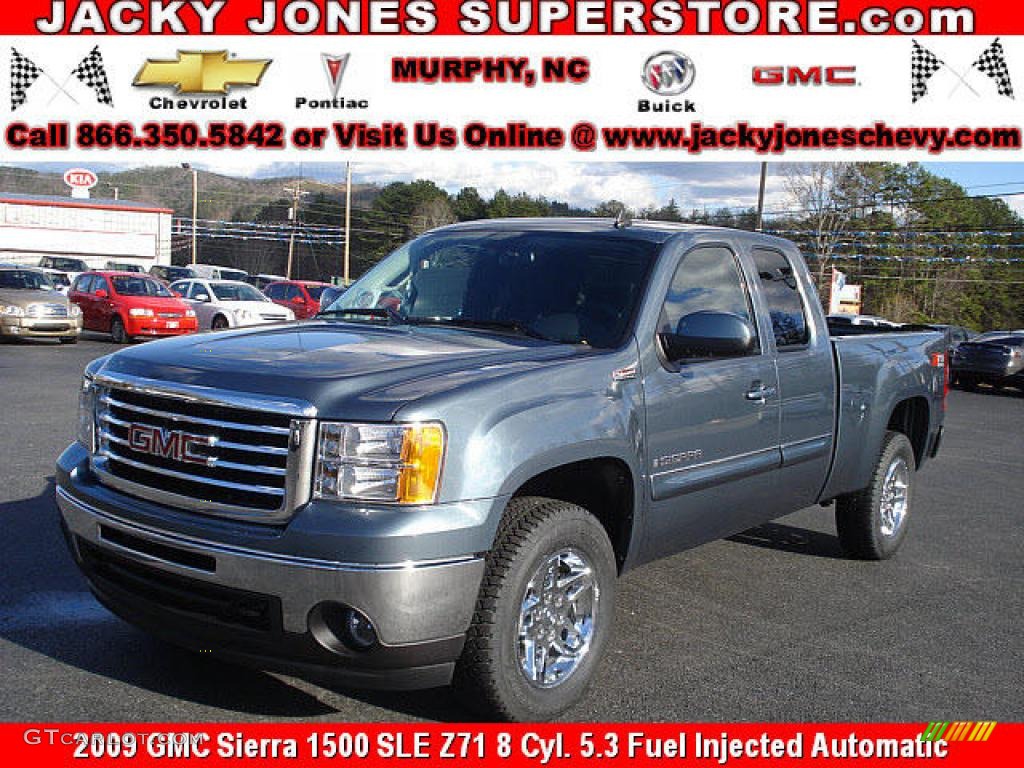 2009 Sierra 1500 SLE Extended Cab 4x4 - Stealth Gray Metallic / Dark Titanium photo #1