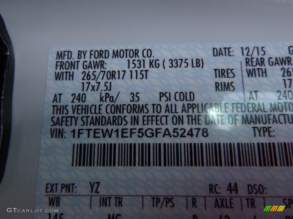 2016 F150 XLT SuperCrew 4x4 - Oxford White / Medium Earth Gray photo #14