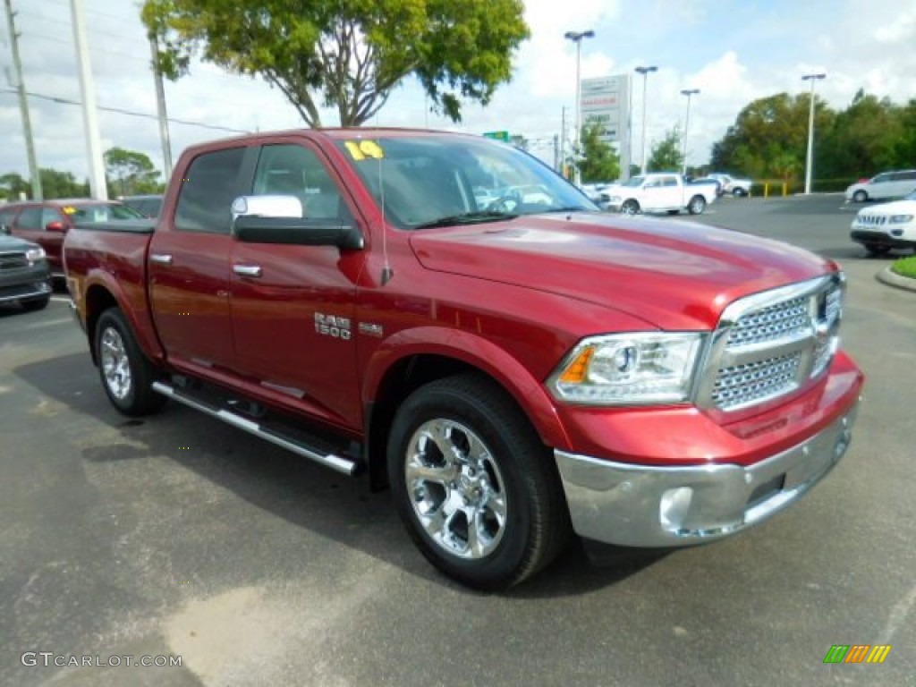 2014 1500 Laramie Crew Cab 4x4 - Deep Cherry Red Crystal Pearl / Canyon Brown/Light Frost Beige photo #10