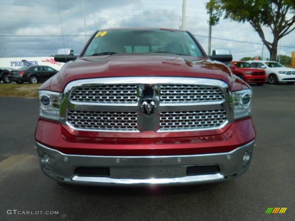 2014 1500 Laramie Crew Cab 4x4 - Deep Cherry Red Crystal Pearl / Canyon Brown/Light Frost Beige photo #13