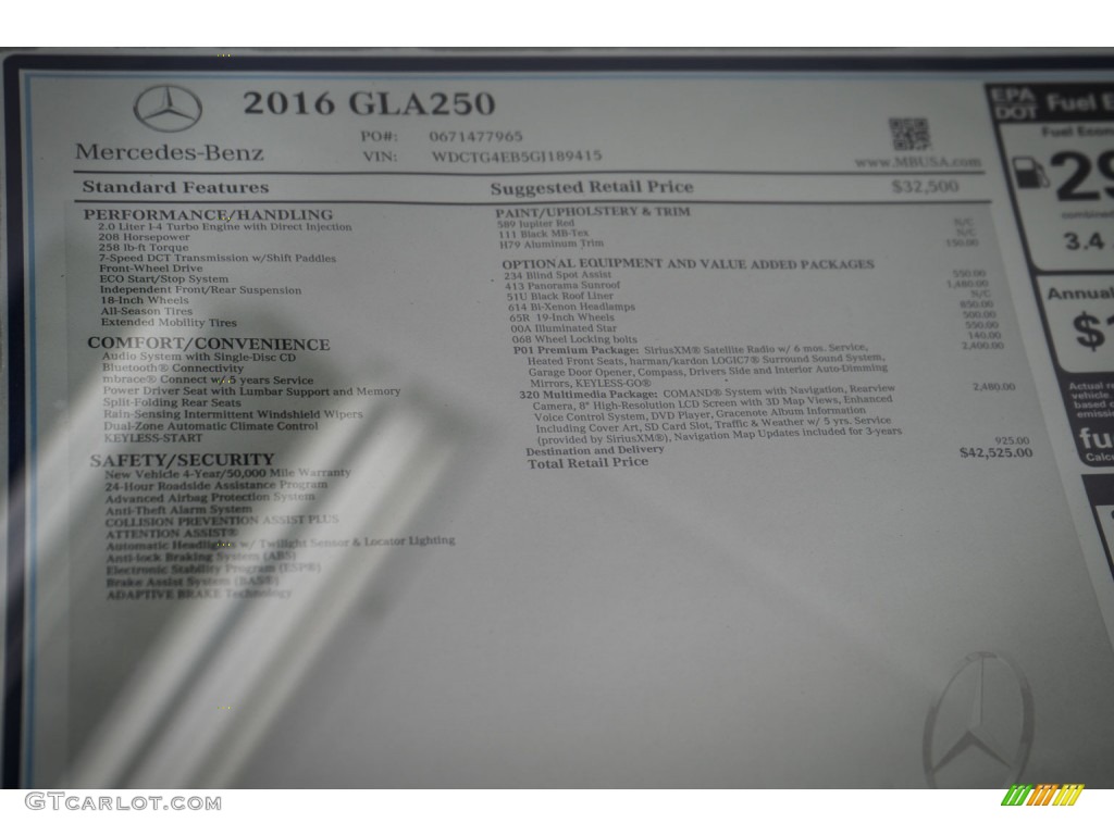 2016 GLA 250 - Jupiter Red / Black photo #11
