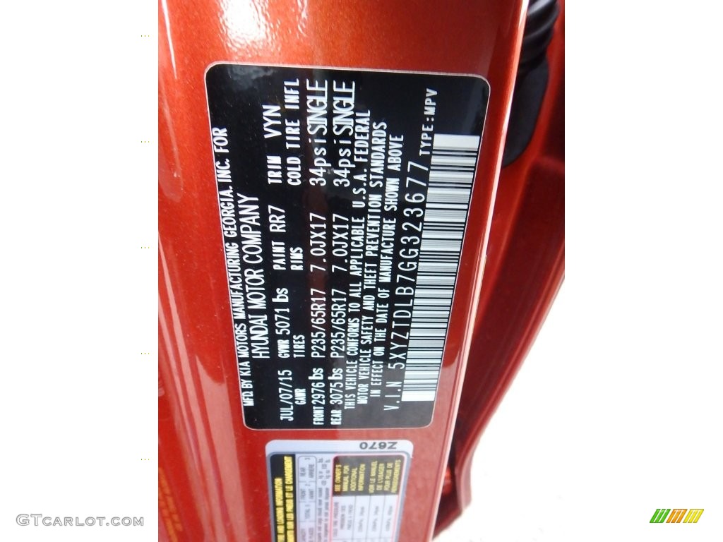 2016 Santa Fe Sport Color Code RR7 for Canyon Copper Photo #109624958