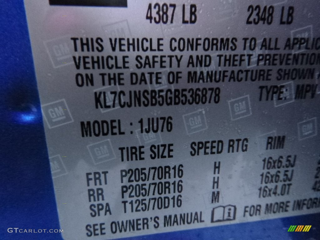 2016 Trax LS AWD - Brilliant Blue Metallic / Jet Black photo #16