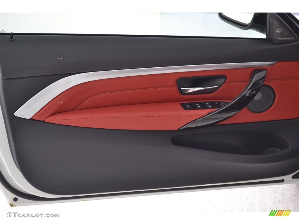 2016 BMW 4 Series 435i Convertible Coral Red Door Panel Photo #109644920