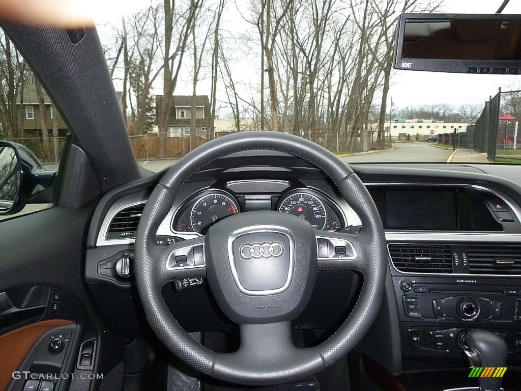 2010 Audi A5 2.0T quattro Coupe Cinnamon Brown Steering Wheel Photo #109654932