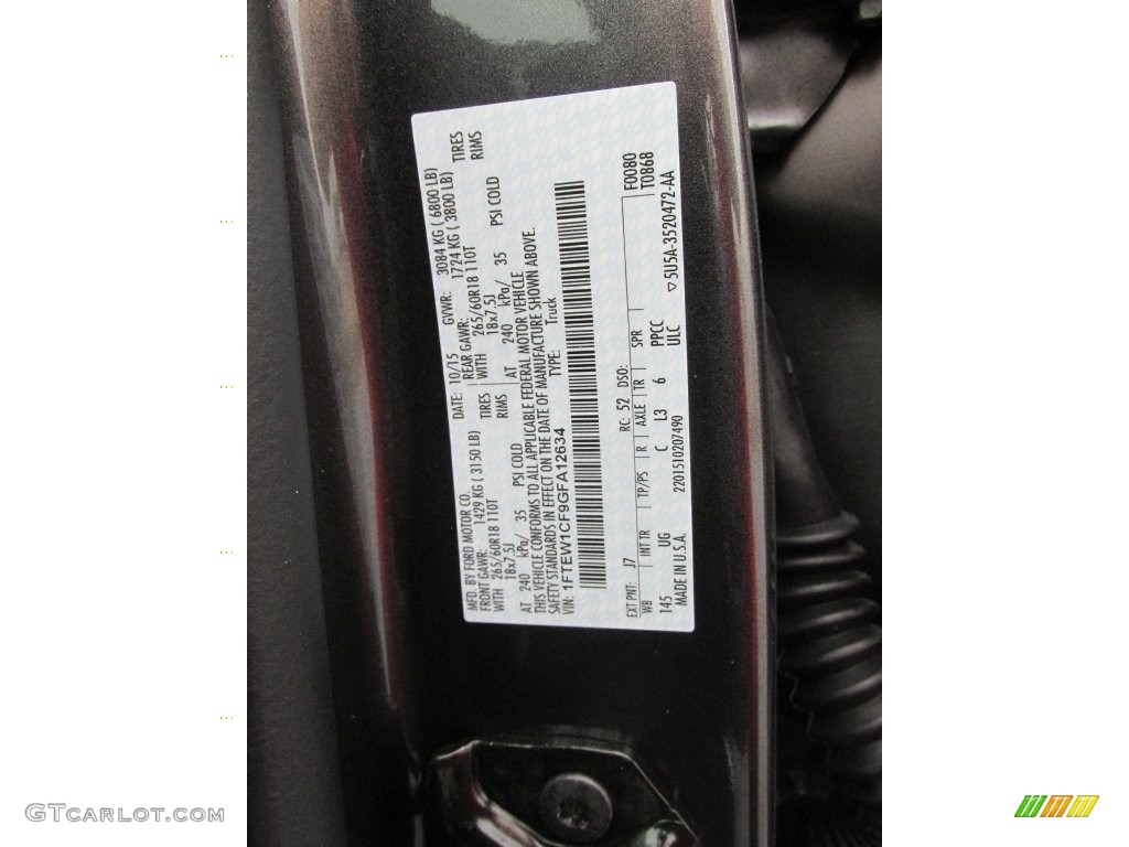 2016 F150 Color Code J7 for Magnetic Photo #109671161