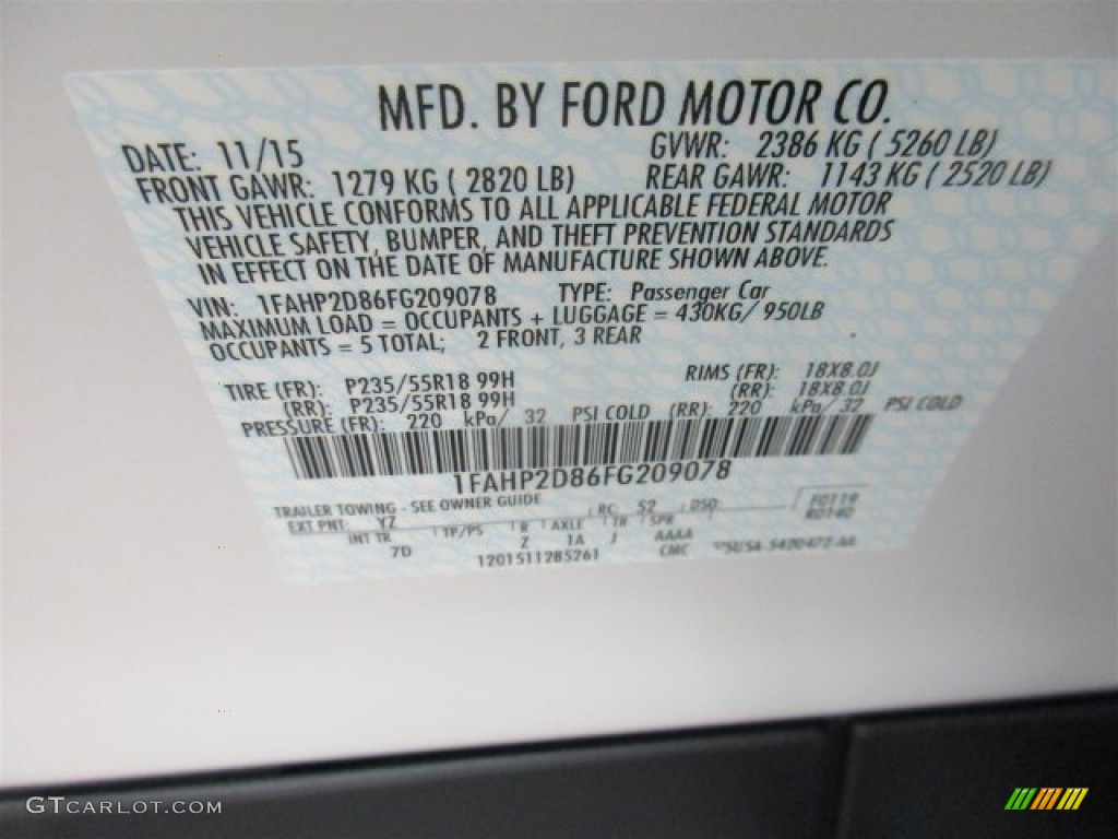 2015 Taurus SE - Oxford White / Dune photo #13