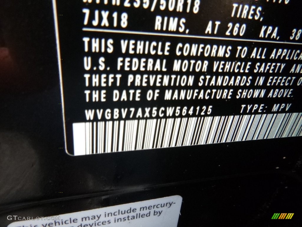 2012 Tiguan SEL 4Motion - Deep Black Metallic / Black photo #25