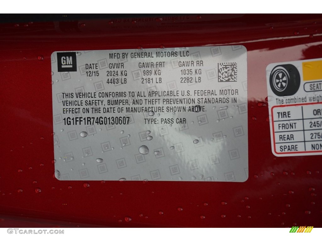 2016 Chevrolet Camaro SS Coupe Info Tag Photos
