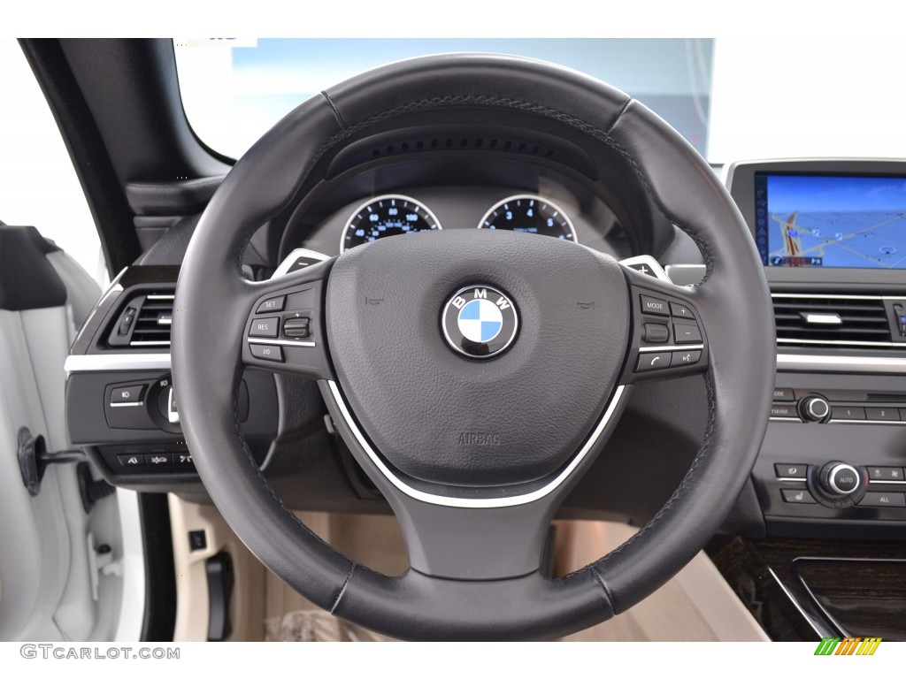 2013 BMW 6 Series 650i Convertible Ivory White Steering Wheel Photo #109744945