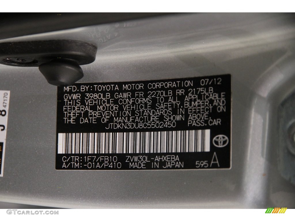 2012 Prius 3rd Gen Two Hybrid - Classic Silver Metallic / Dark Gray photo #18