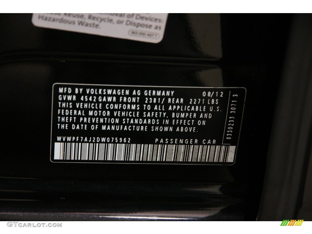 2013 Golf R 4 Door 4Motion - Deep Black Pearl Metallic / Titan Black photo #19