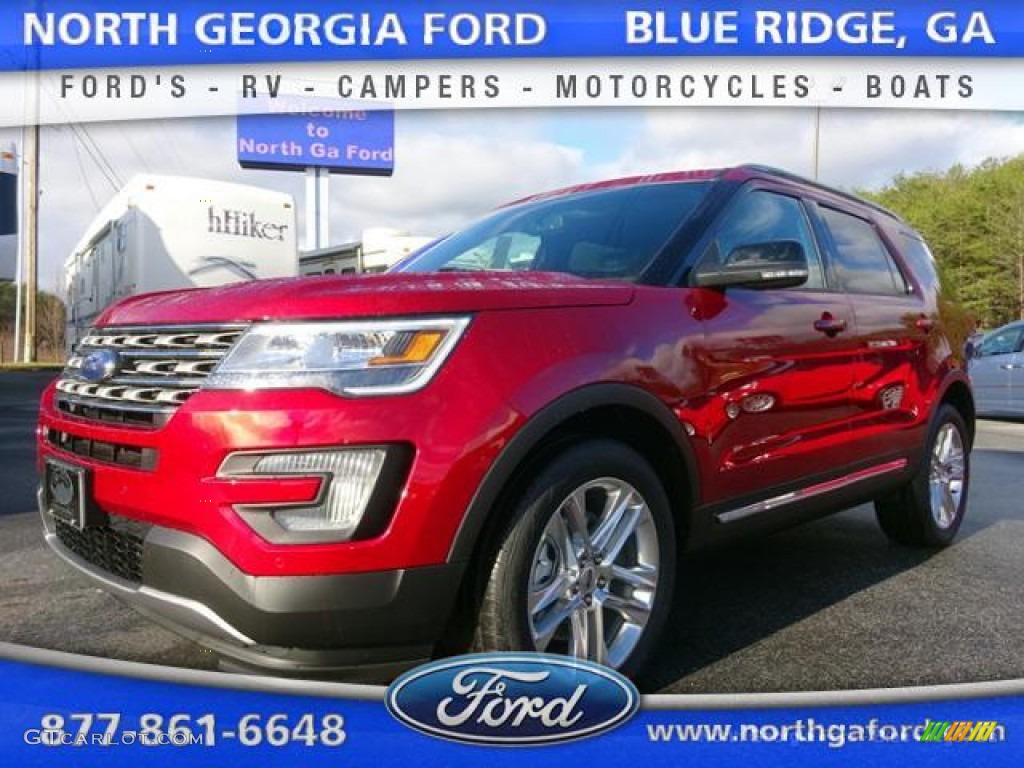 2016 Explorer XLT 4WD - Ruby Red Metallic Tri-Coat / Medium Light Camel photo #1