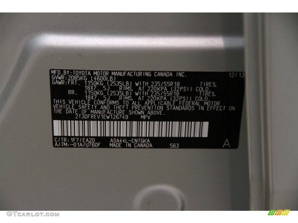 2014 RAV4 Limited AWD - Classic Silver Metallic / Black photo #17