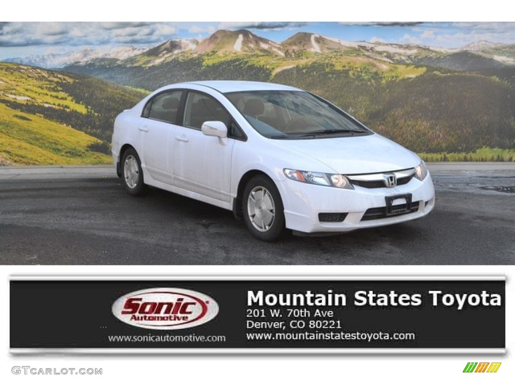2010 Civic Hybrid Sedan - Spectrum White Pearl / Beige photo #1