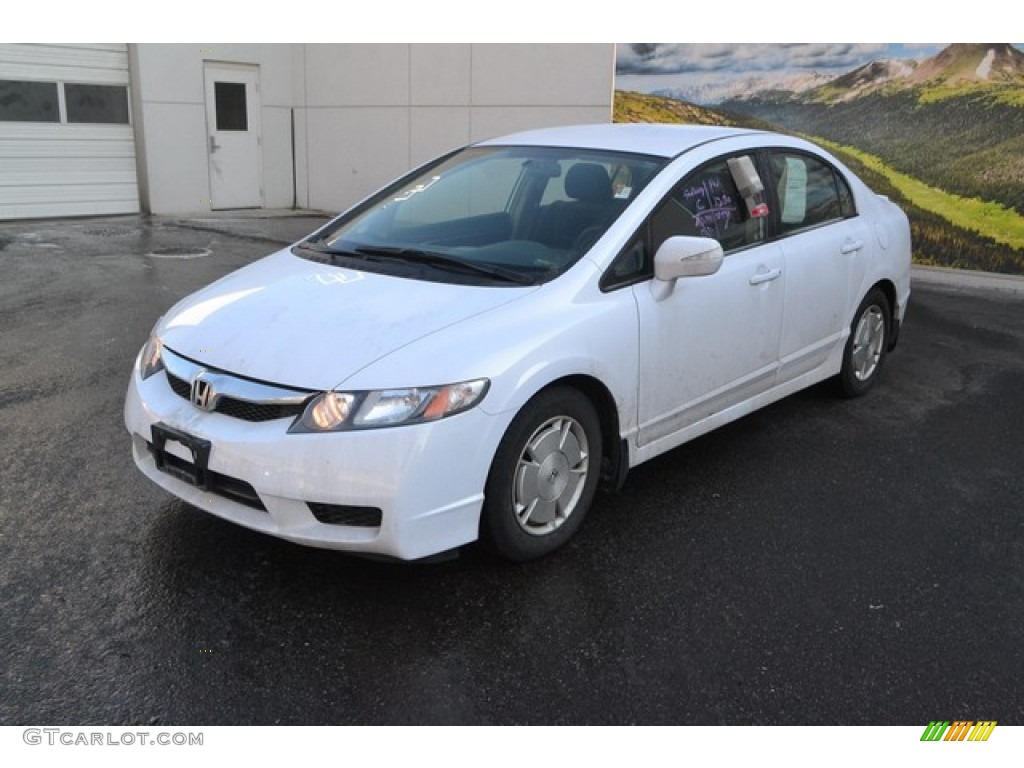 2010 Civic Hybrid Sedan - Spectrum White Pearl / Beige photo #5