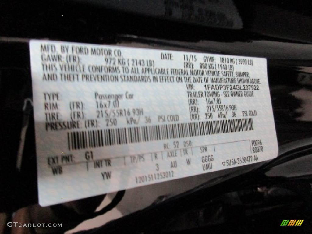 2016 Focus SE Sedan - Shadow Black / Charcoal Black photo #16