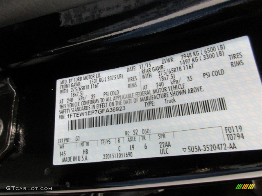 2016 F150 Lariat SuperCrew 4x4 - Shadow Black / Black photo #16