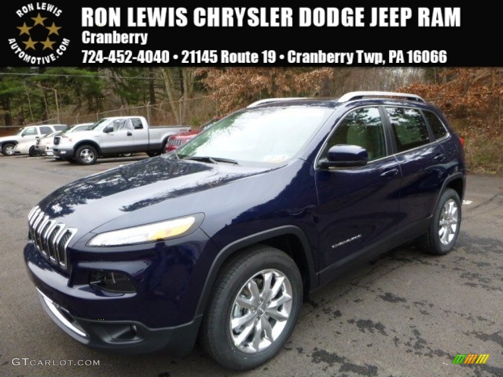 2016 Cherokee Limited 4x4 - True Blue Pearl / Black/Light Frost Beige photo #1