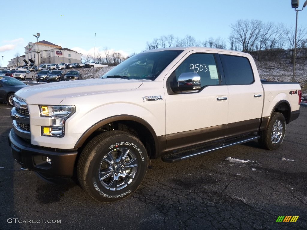 2016 F150 Lariat SuperCrew 4x4 - White Platinum / Medium Light Camel photo #4